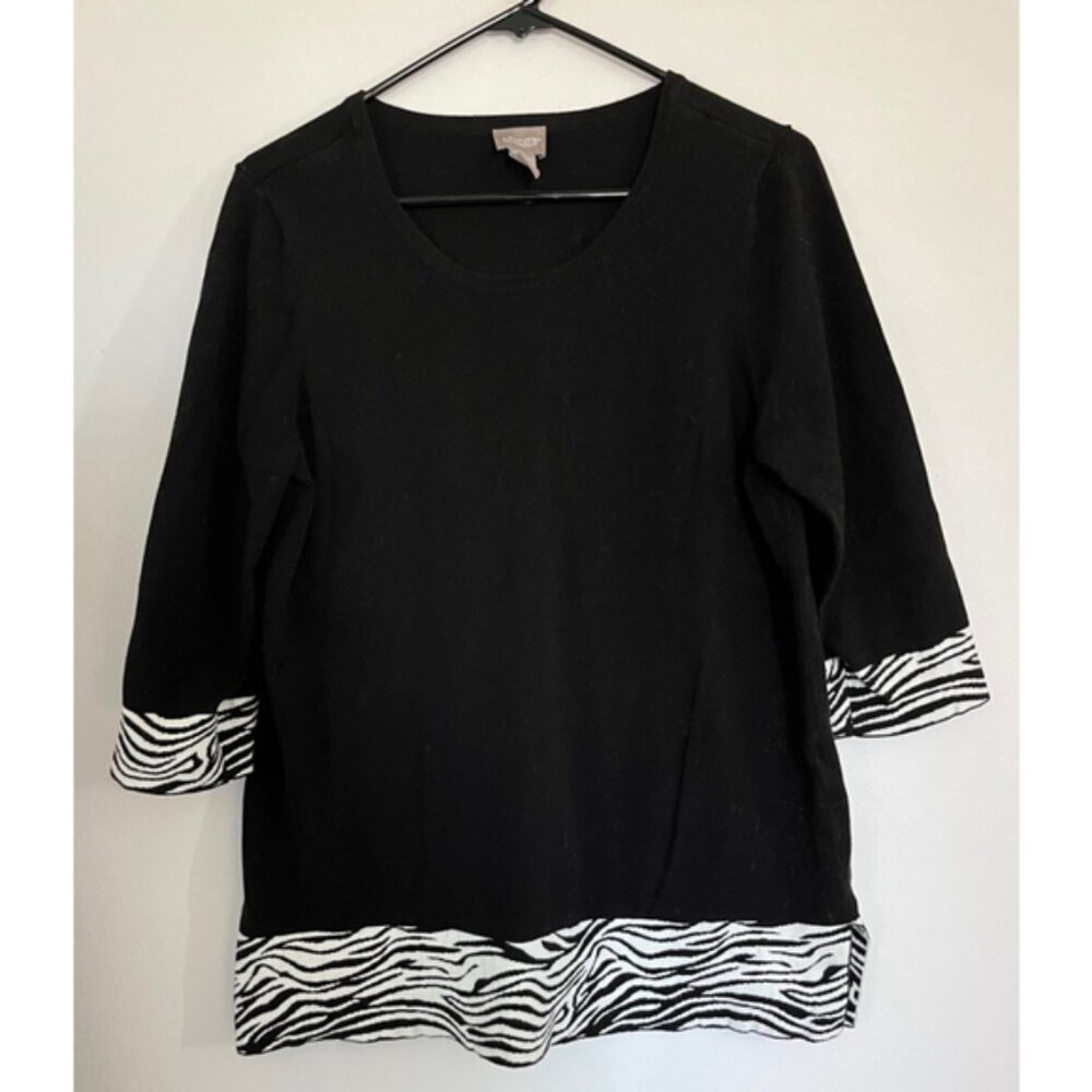 Chico's black tunic shirt zebra accent size L